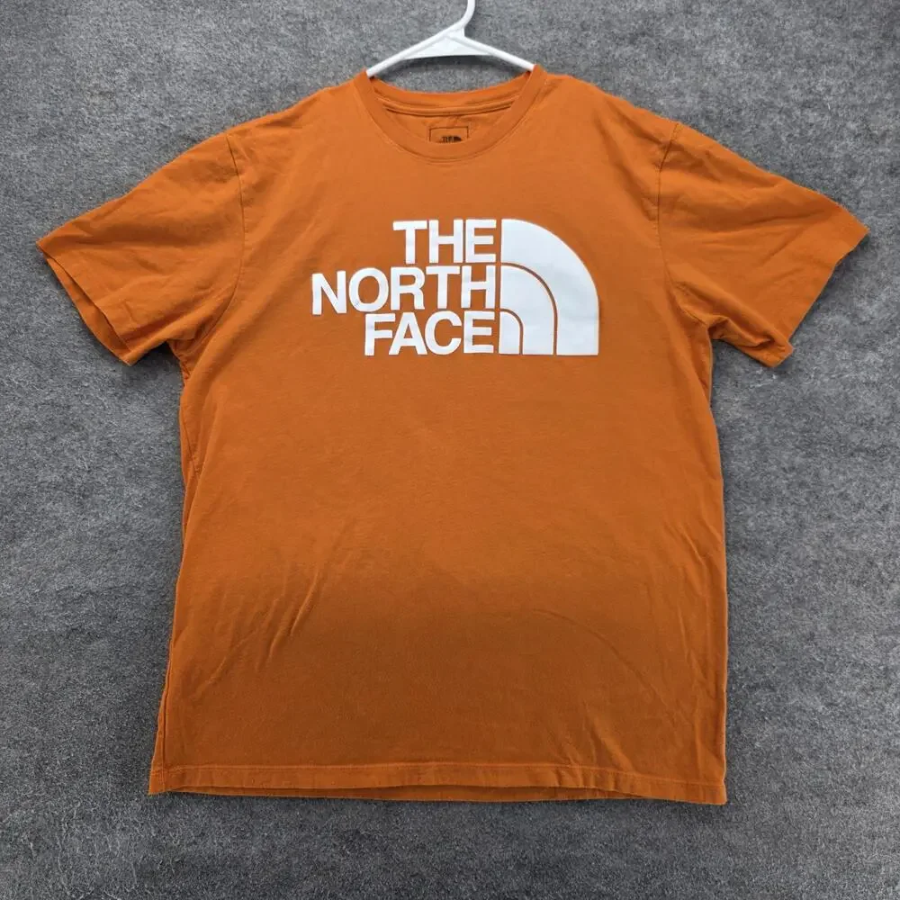 The North Face Shirt Mens M Orange Short Sleeve Crewneck Tagless Cotton Graphic